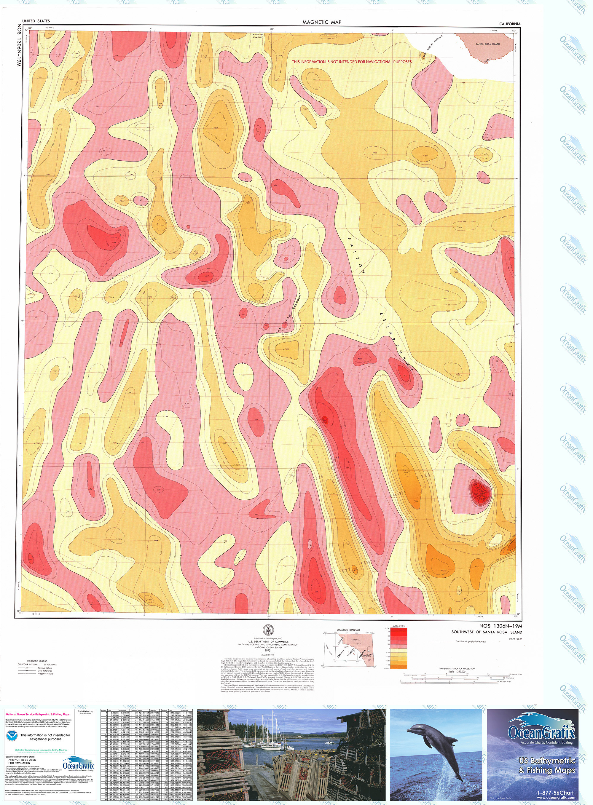 Bathymetric Nautical Chart - 1306N-19M Santa Rosa Island S.W. Of
