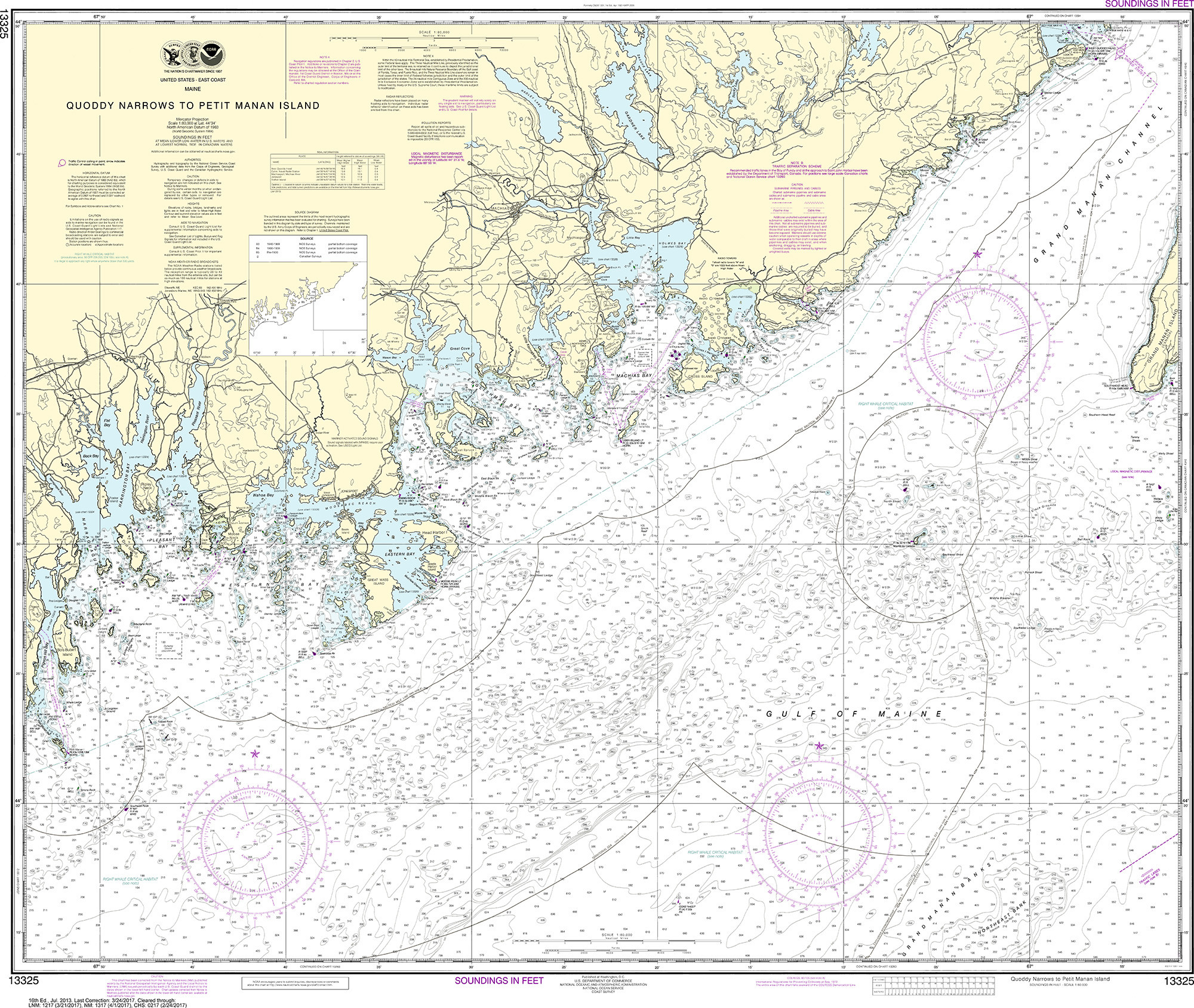 NOAA Nautical Chart - 13325 Quoddy Narrows to Petit Manan lsland