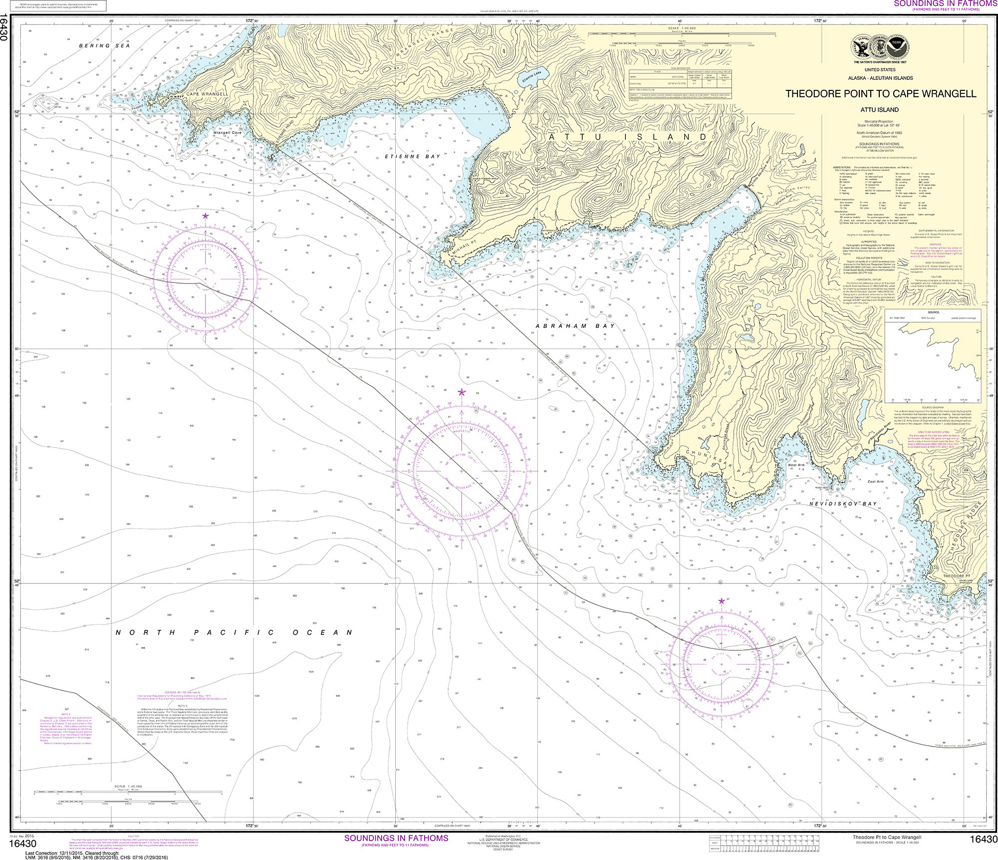 NOAA Nautical Chart - 16430 Attu Island Theodore Pt. to Cape Wrangell