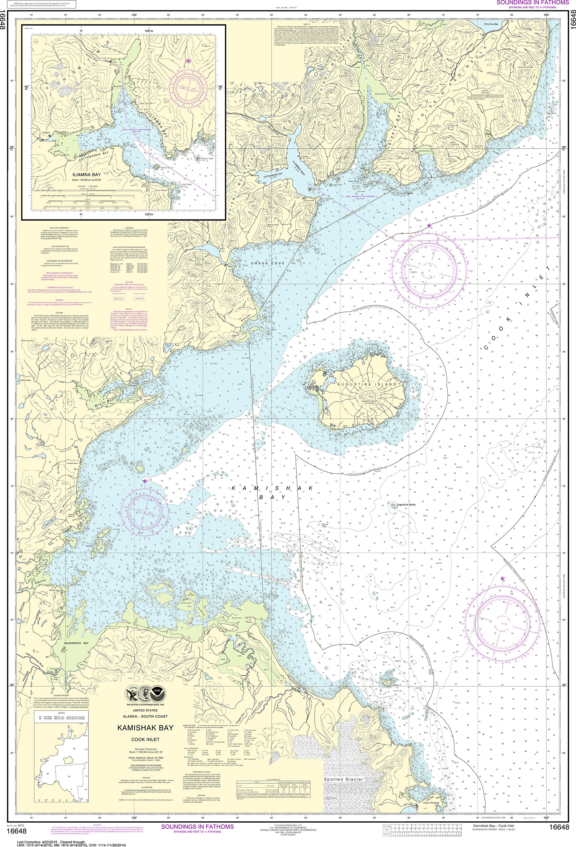 NOAA Nautical Chart - 16648 Kamishak Bay;lliamna Bay