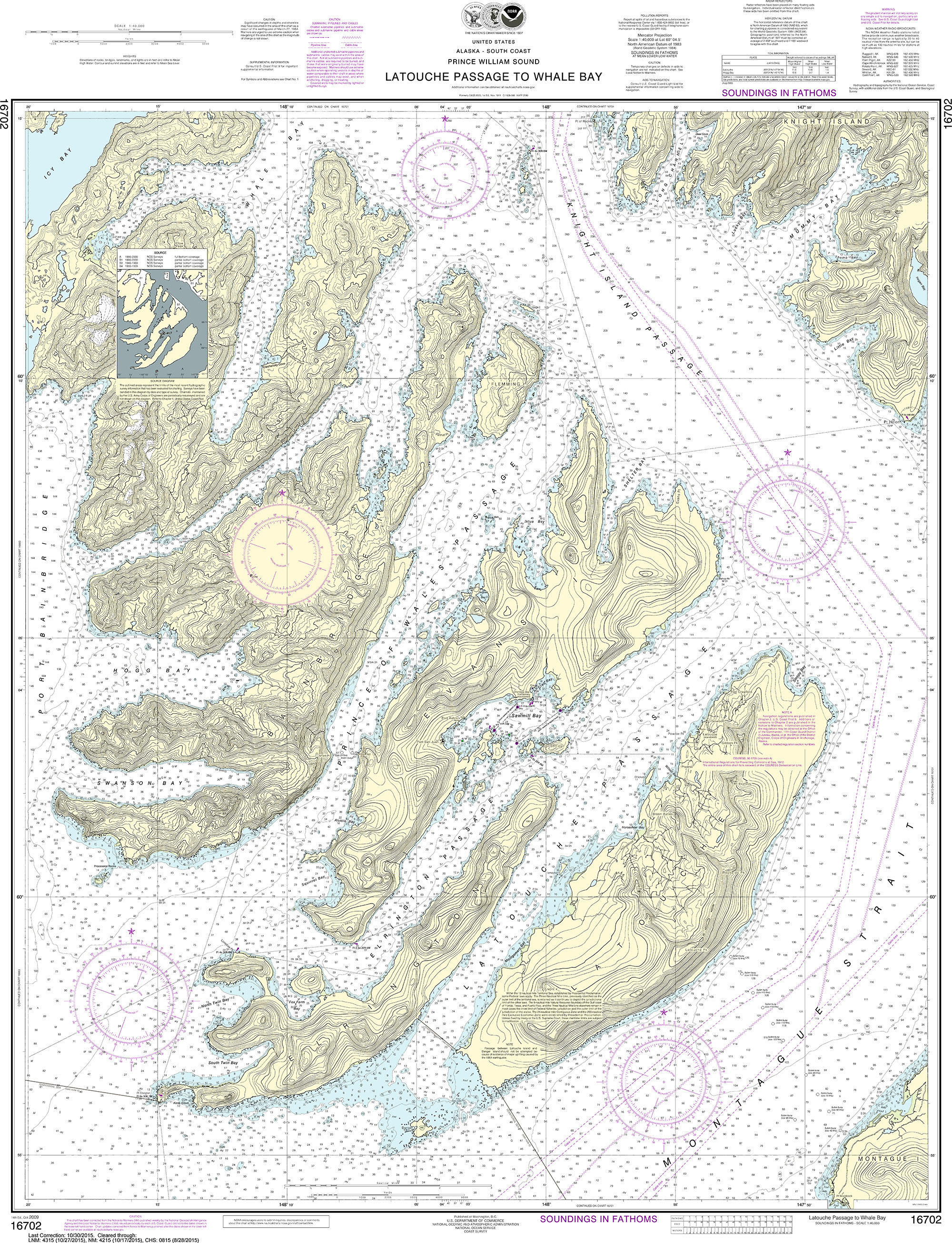 NOAA Nautical Chart - 16702 Latouche Passage to Whale Bay