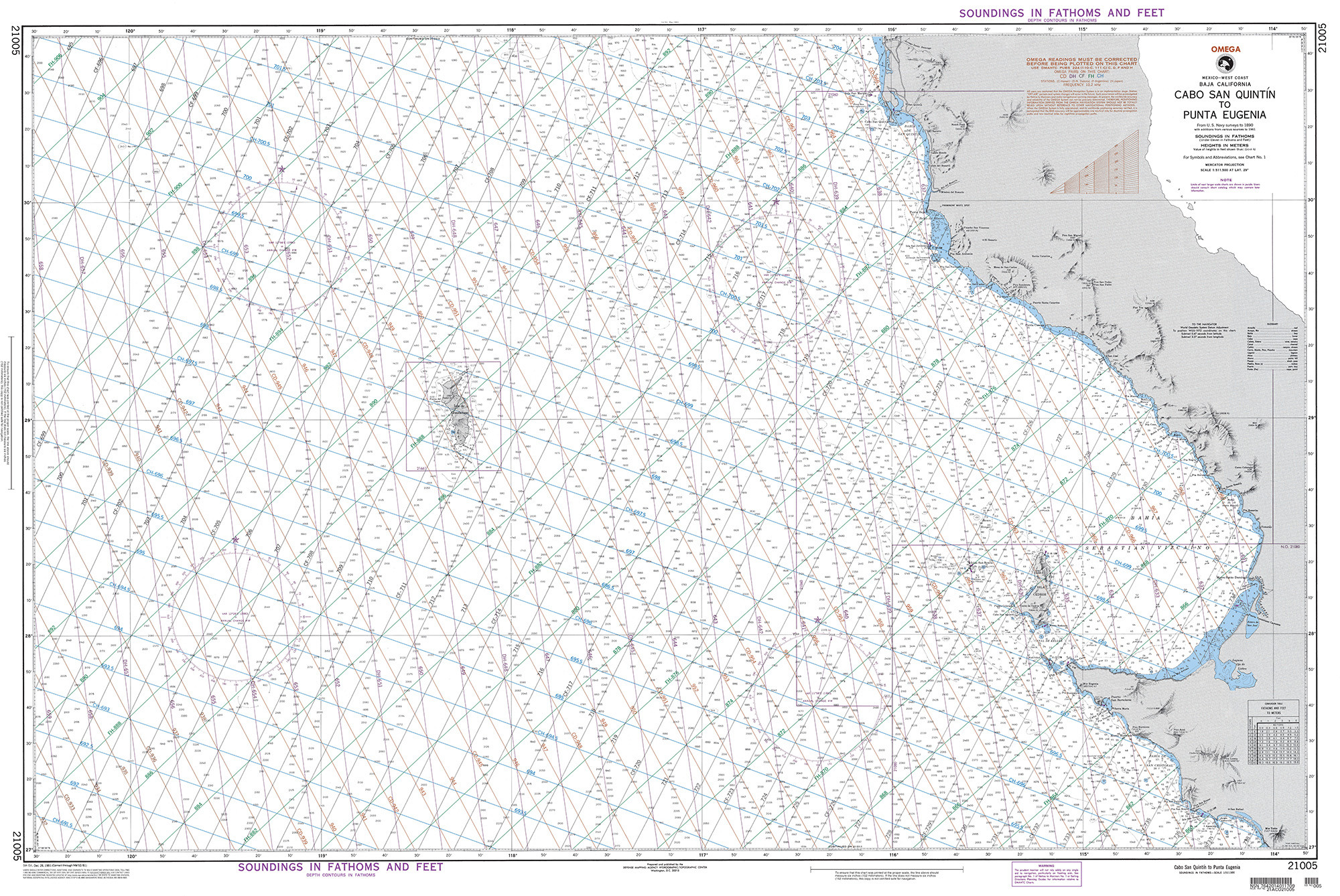 NGA Nautical Chart - 21005 Cabo San Quintin to Punta Eugenia (Mexico-West Coast) (OMEGA)