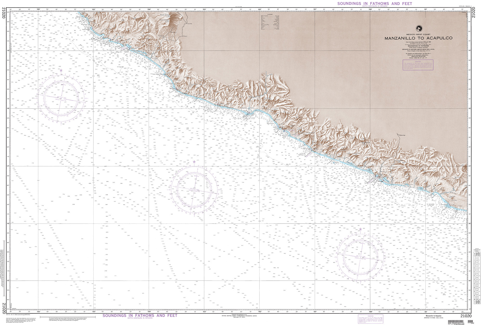 NGA Nautical Chart - 21020 Manzanilla to Acapulco (Mexico-West Coast) (OMEGA)
