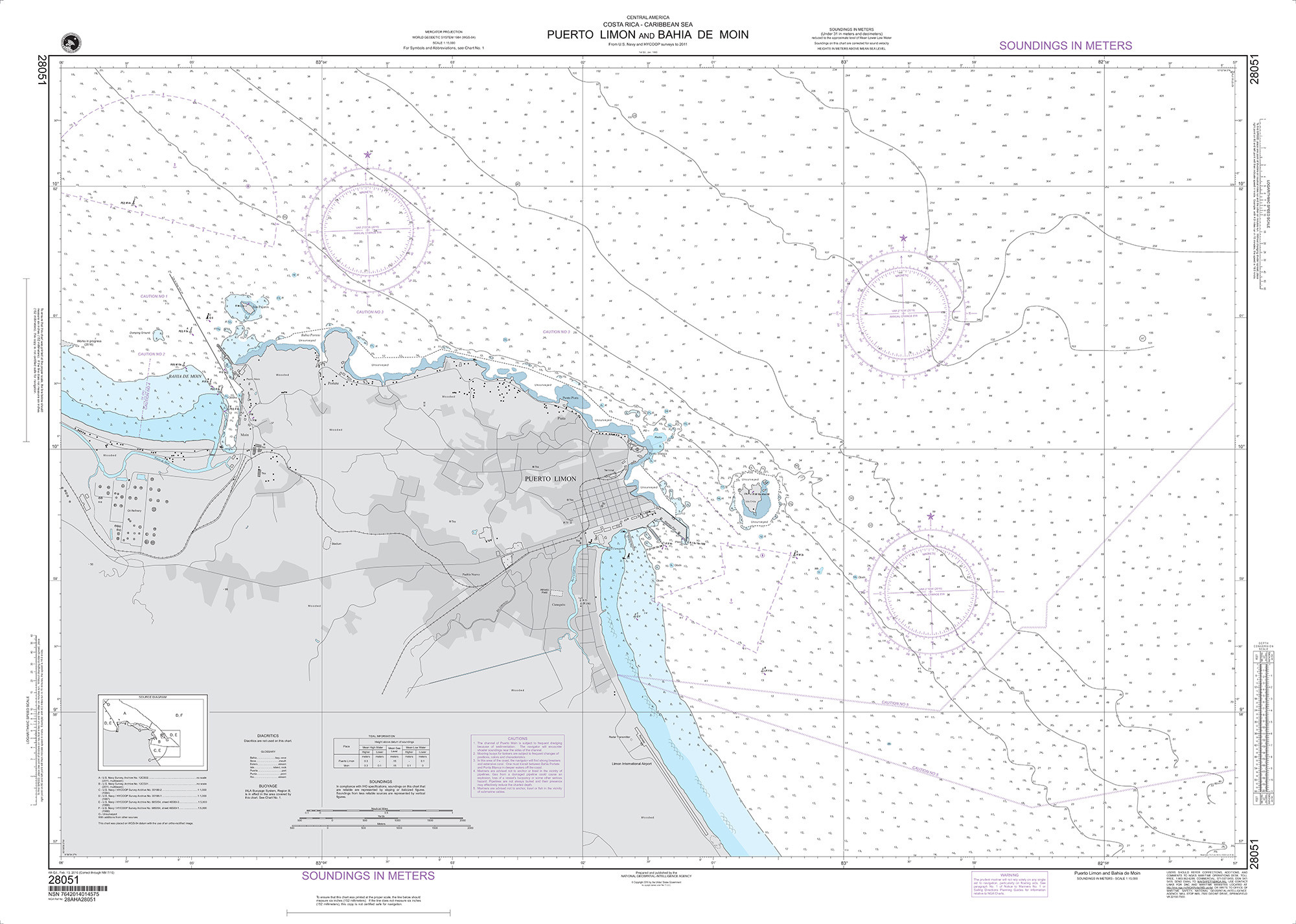 NGA Nautical Chart - 28051 Puerto Limon and Bahia de Moin