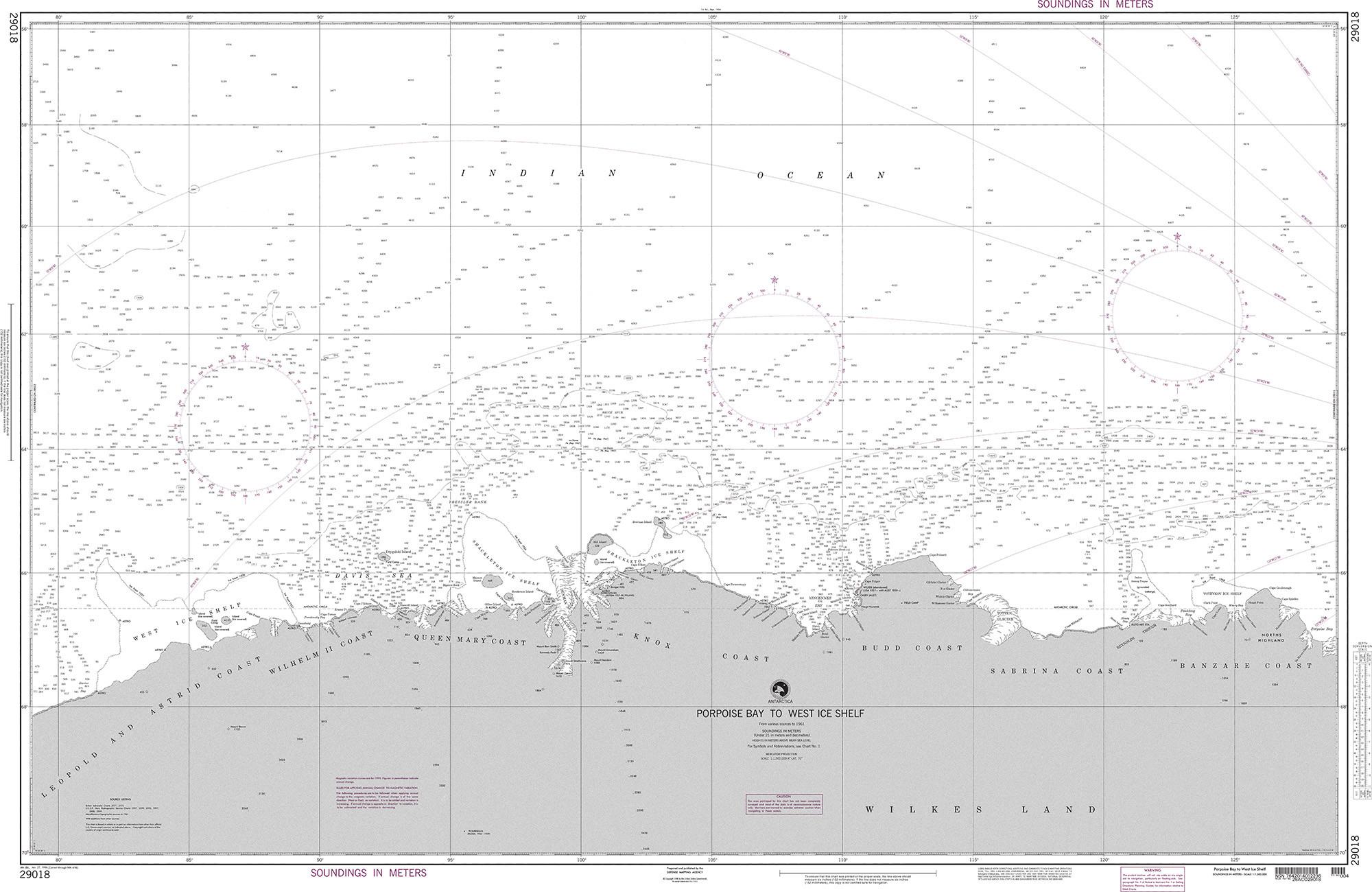 NGA Nautical Chart - 29018 Porpoise Bay to West Ice Shelf