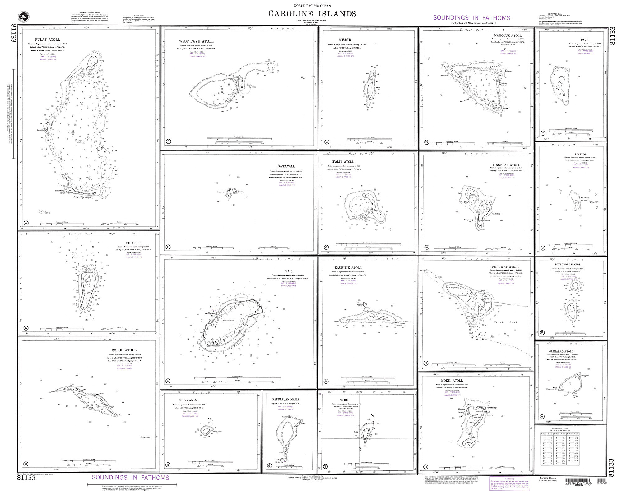 NGA Nautical Chart - 81133 Caroline Islands Plans: H. Pingelap Atoll