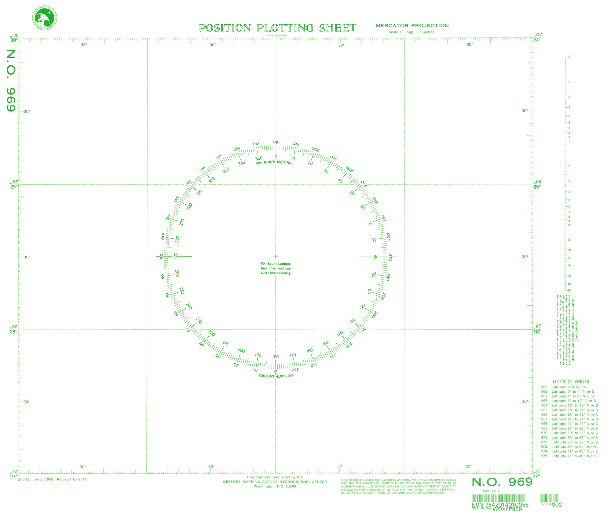 NGA Nautical Chart - 969 Plotting Chart 969