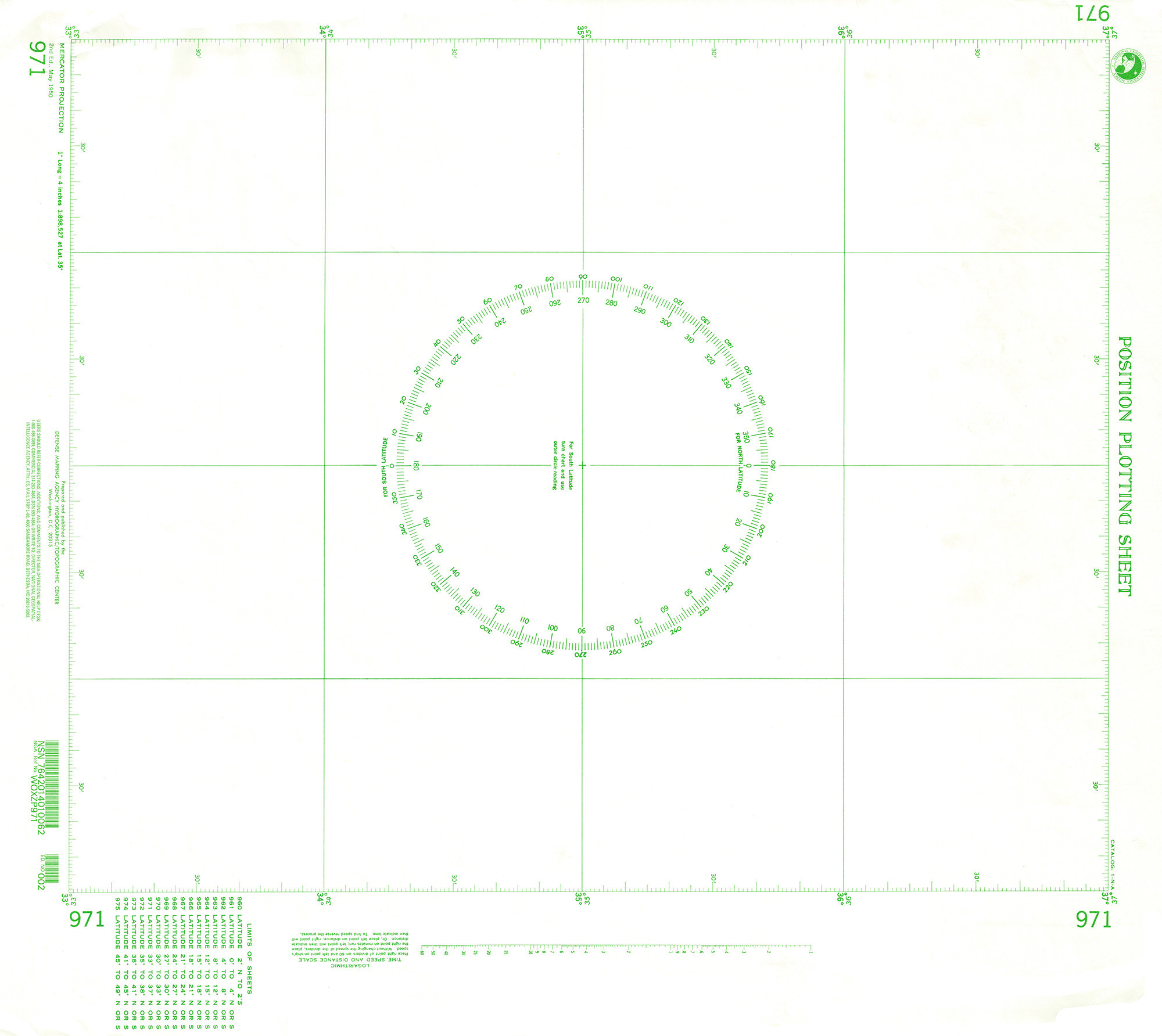 NGA Nautical Chart - 971 Plotting Chart 971