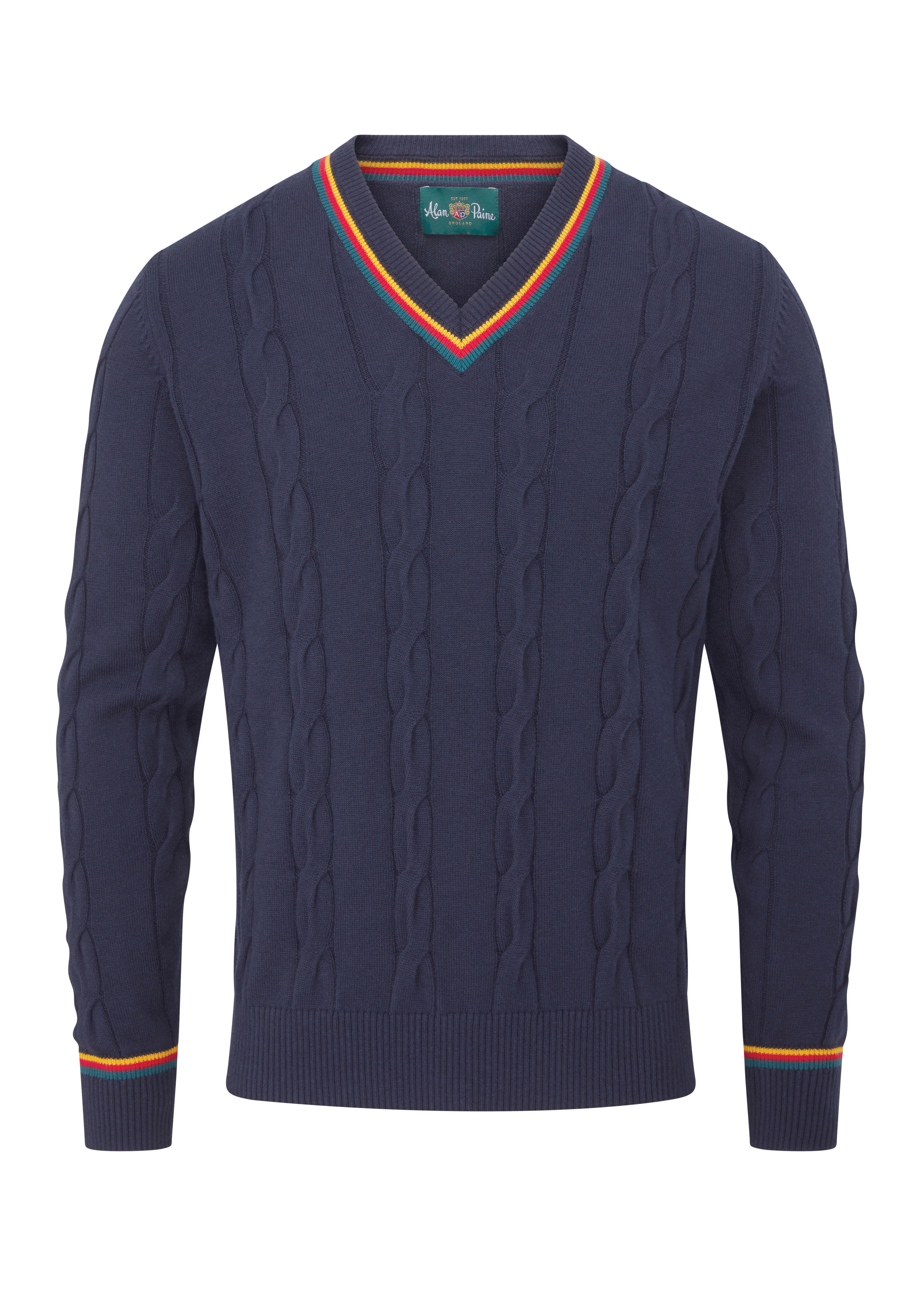 Alan Paine Sandford Cable V-Neck Sweater - Mens