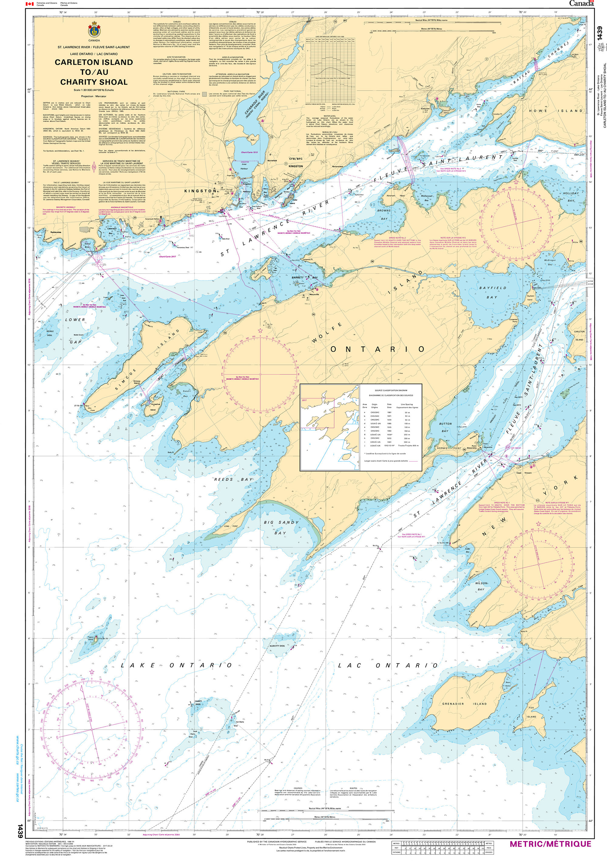 CHS Nautical Chart - CHS1439 Carleton Island to/au Charity Shoal