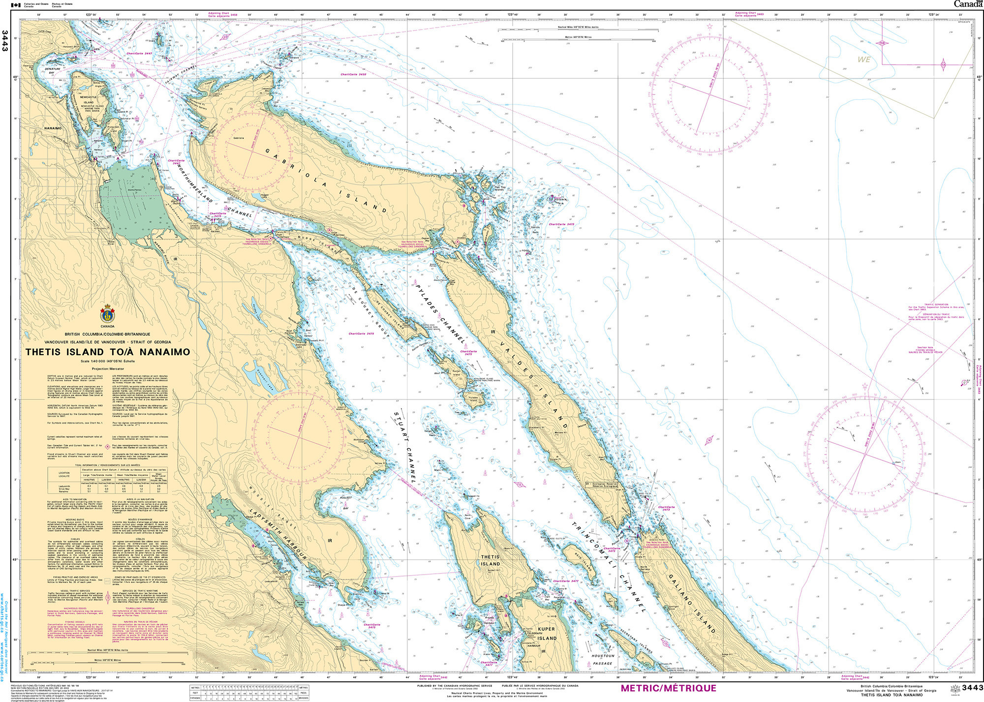CHS Nautical Chart - CHS3443 Thetis Island to/a Nanaimo
