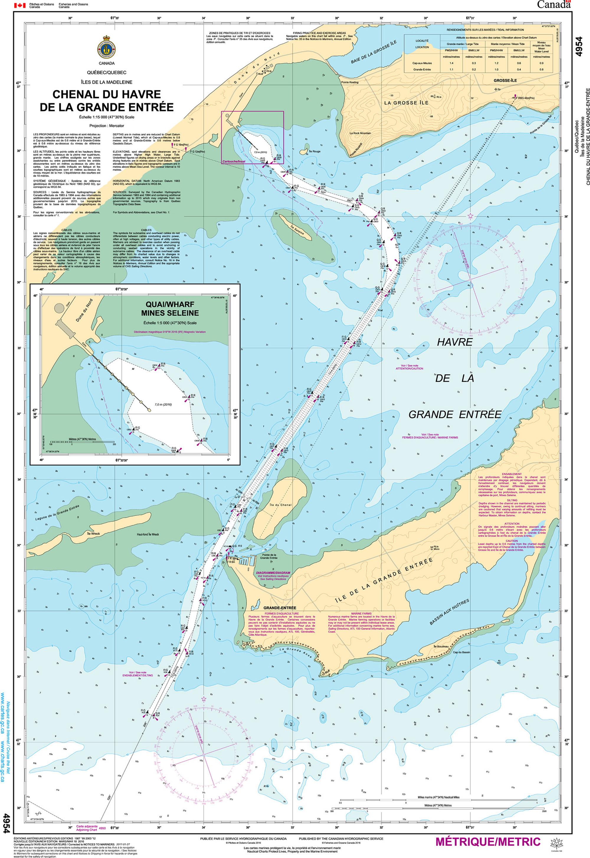 CHS Nautical Chart - CHS4954 Chenal du Havre de la Grande Entree
