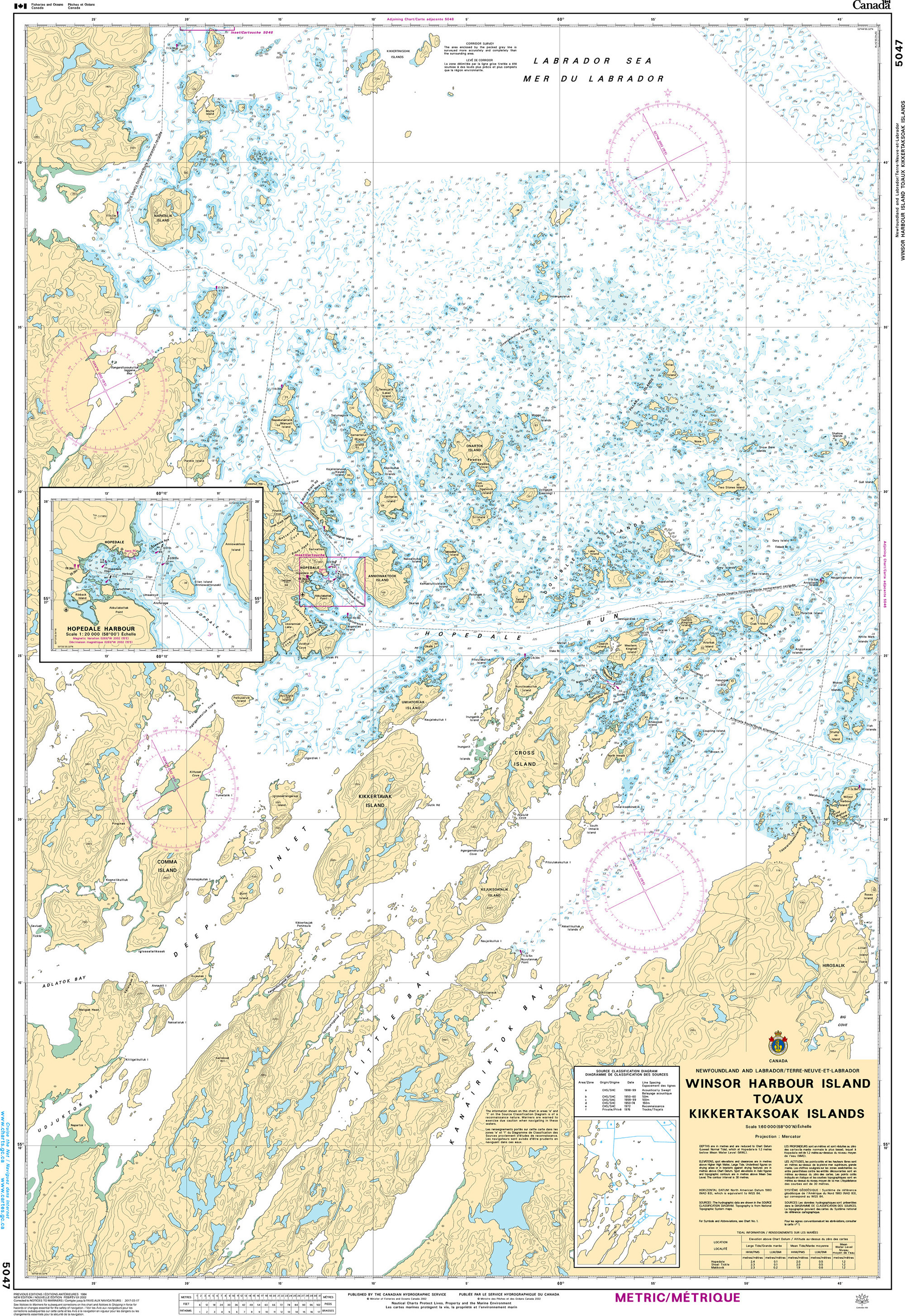 CHS Nautical Chart - CHS5047 Winsor Harbour Island to / aux Kikkertaksoak Islands