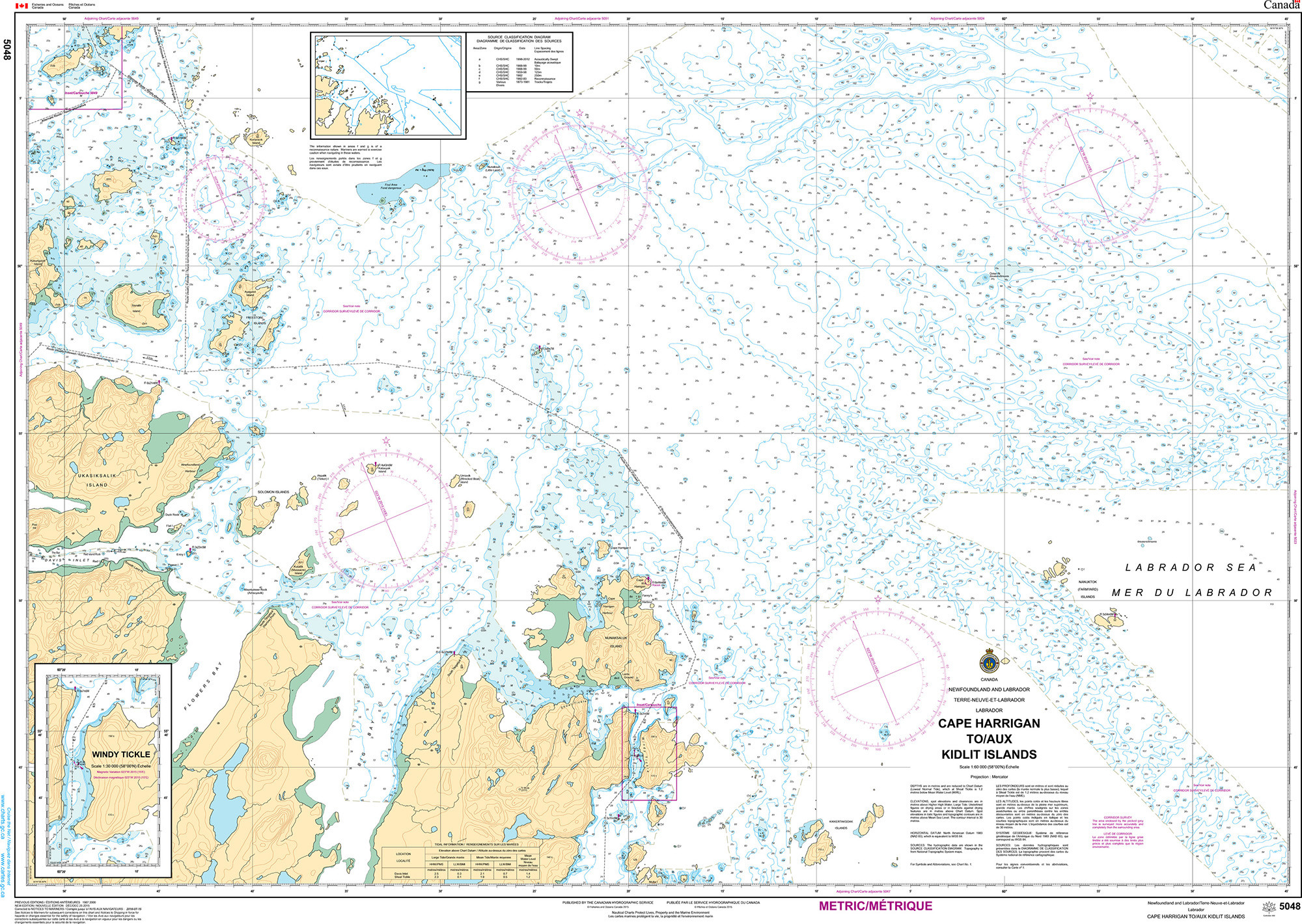 CHS Nautical Chart - CHS5048 Cape Harrigan to / aux Kidlit Islands
