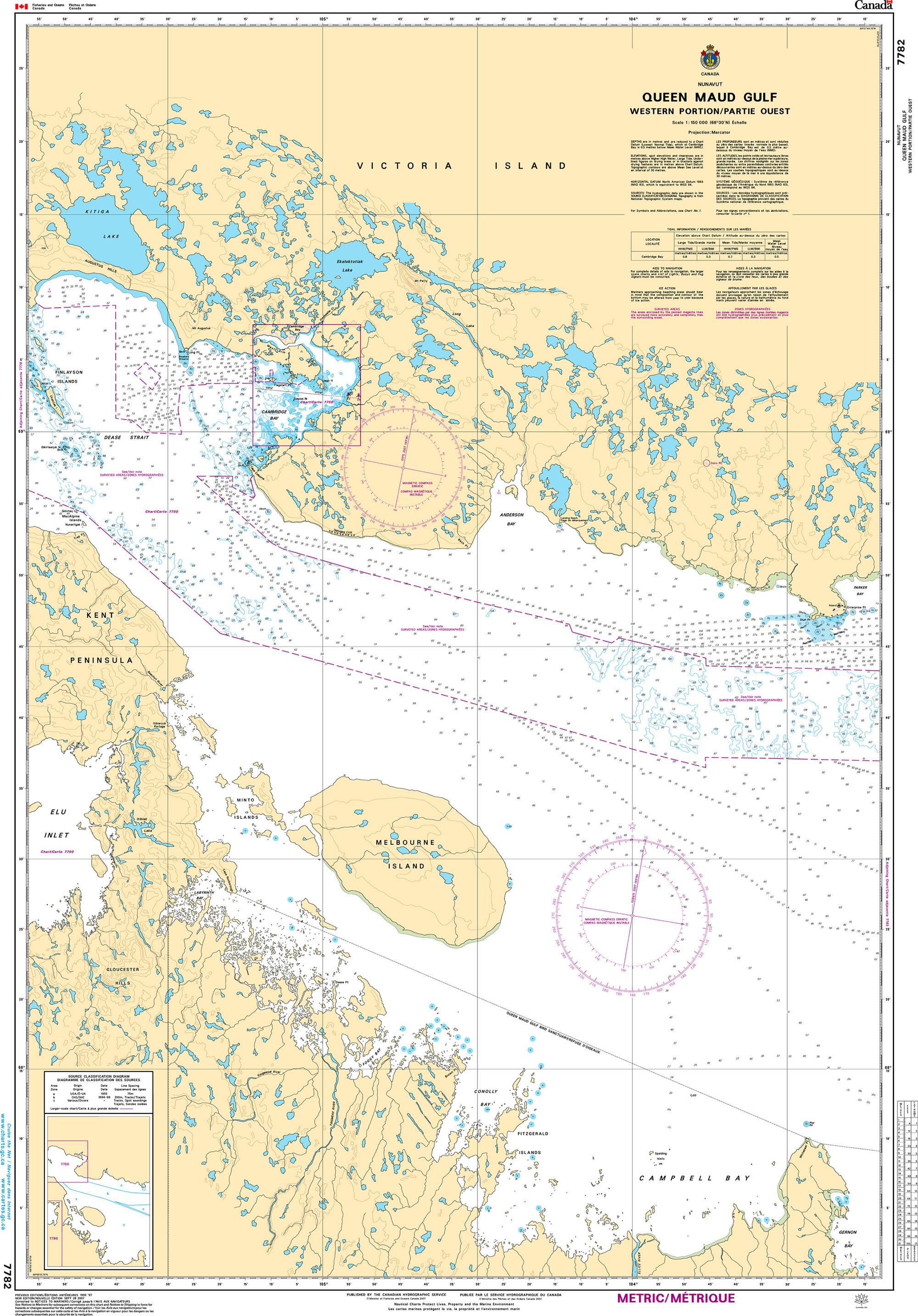 CHS Nautical Chart - CHS7782 Queen Maud Gulf Western Portion/Partie Ouest