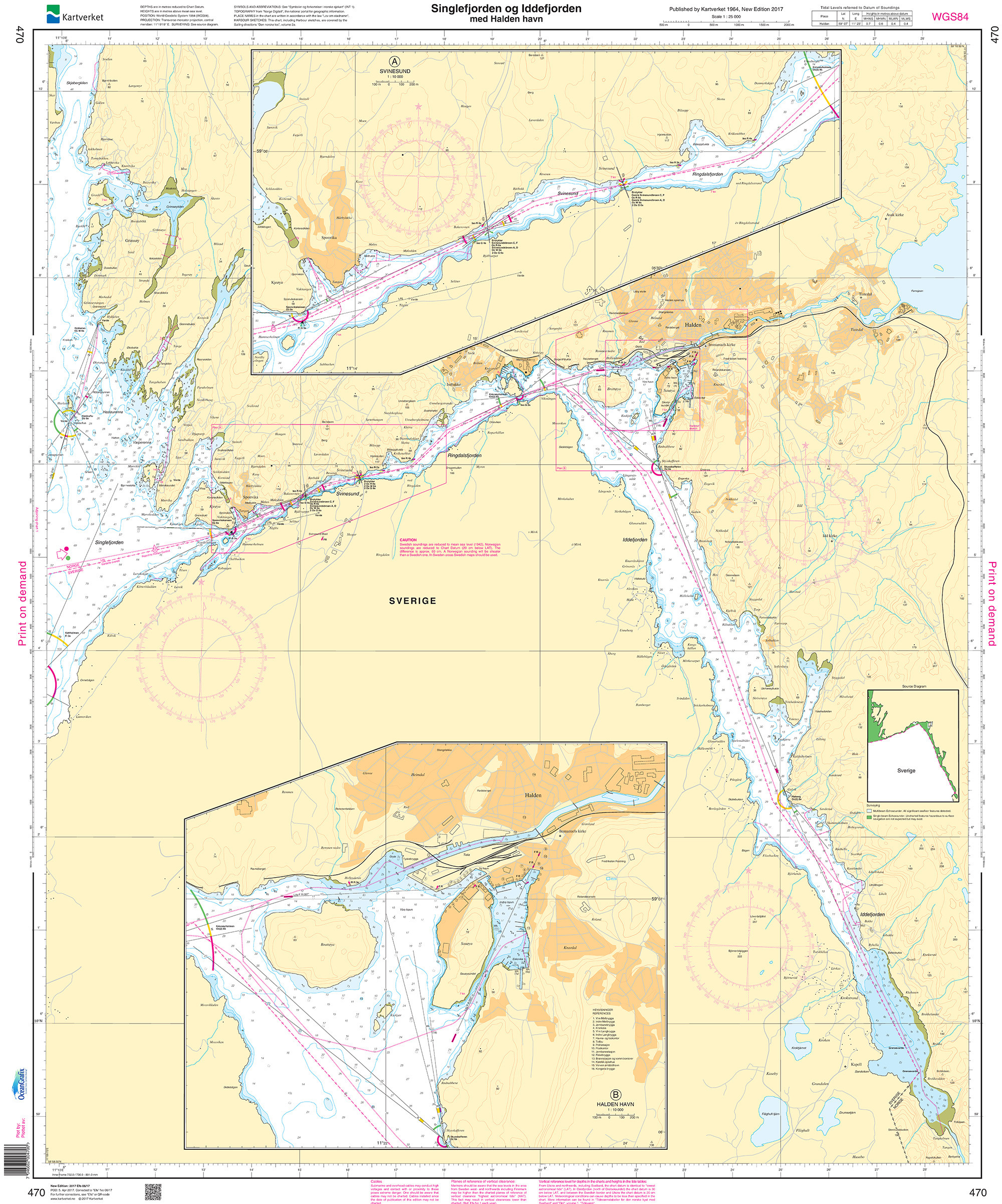 NHS Nautical Chart - NHS470 Singlefjorden Iddefjorden med Halden havn
