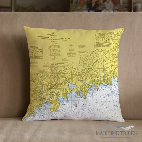 Maritime Tribes Pillow - Chart Print of Stamford CT.