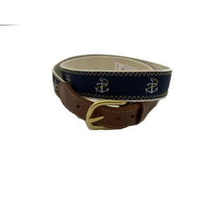 Leather Man Anchors Cotton Web Belt
