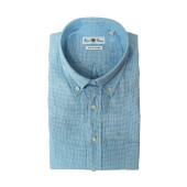 Alan Paine Long Sleeve Button Down Classic Fit Shirt - Mens / Light Blue Micro Check